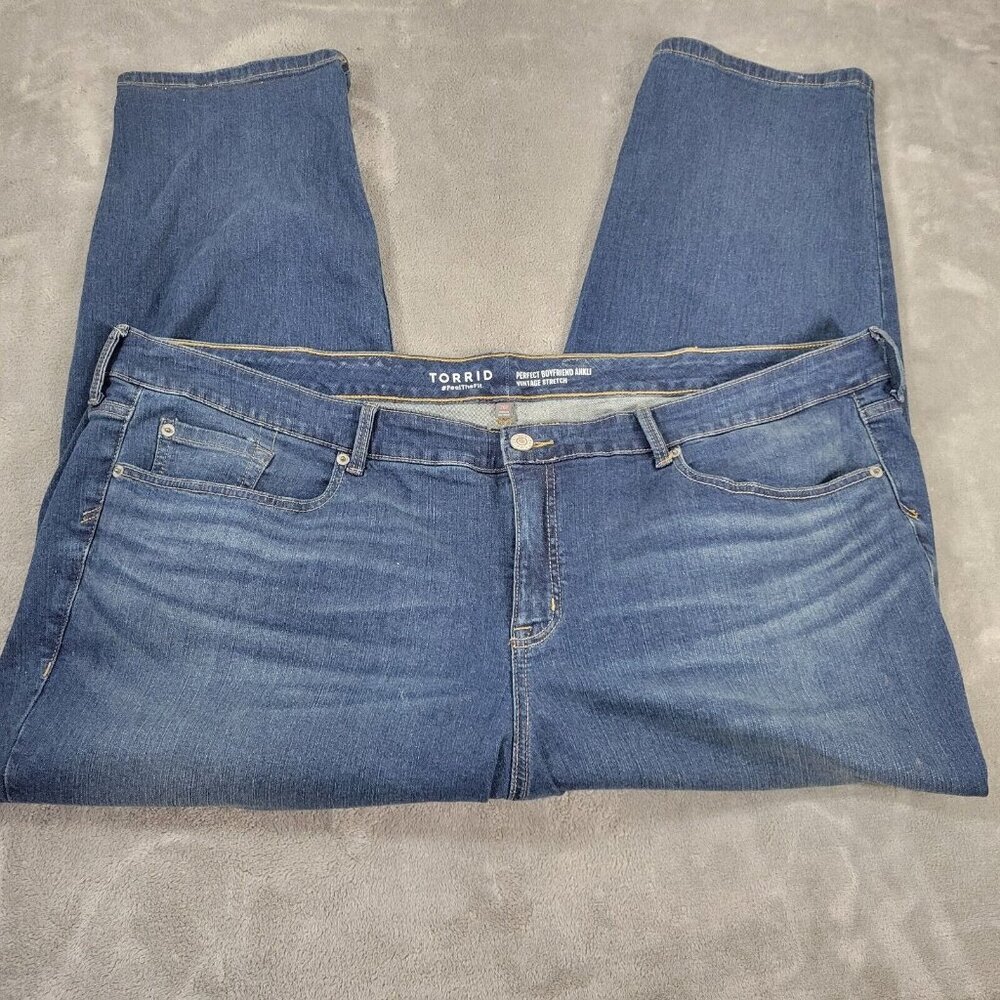 Torrid Women's Plus 26R Ankle Jeans Blue Stretch Elastic Waist 48" Waist SL19E
